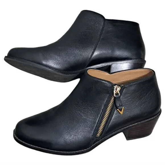 Vionic Jolene Ankle Bootie Black Leather Zip Up Size 9 - Picture 2 of 16